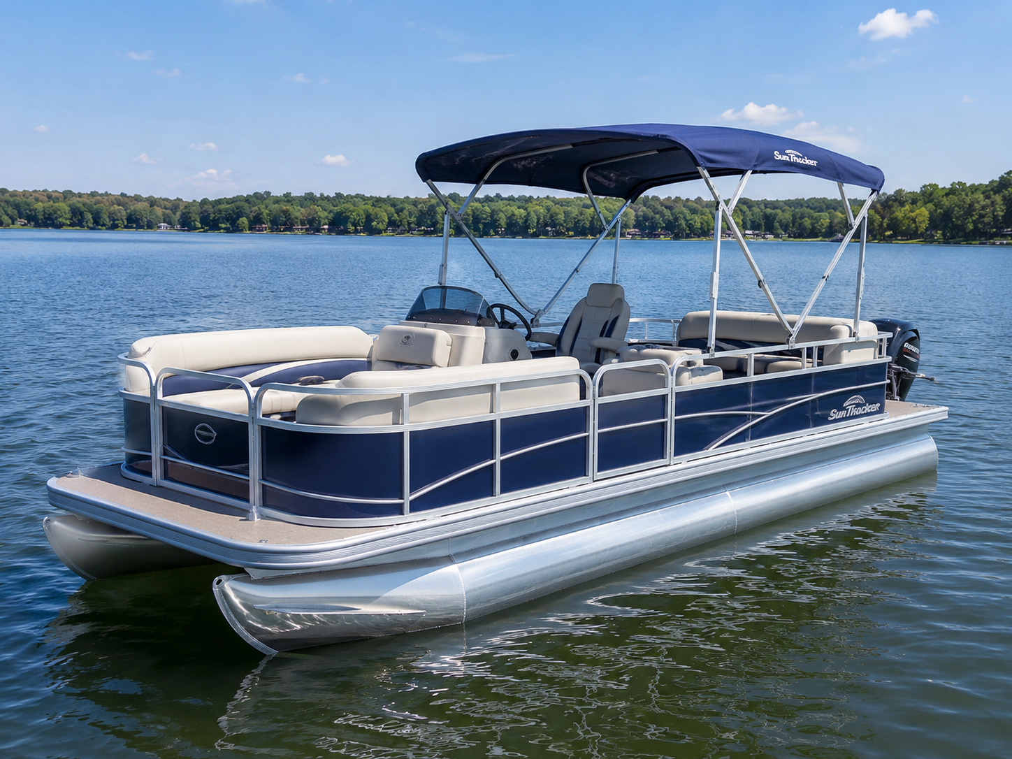 Pontoon boat on the water
